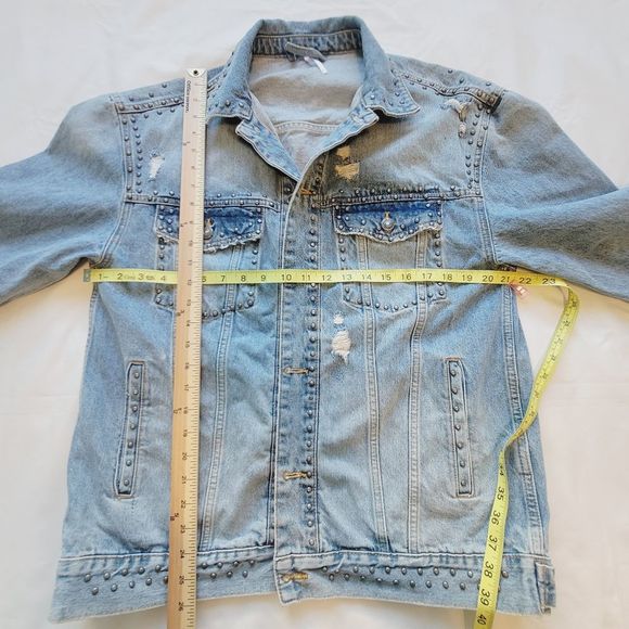 Free People Distressed Stud Denim Jacket - Picture 12 of 12